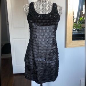 NWT Express Beaded Great Gatsby Style Mini Dress. XS. Stretchy. Black.